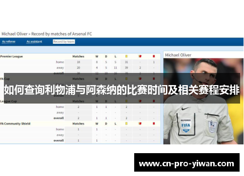 如何查询利物浦与阿森纳的比赛时间及相关赛程安排